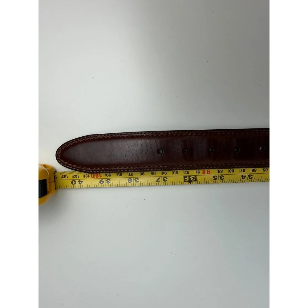 Mens Top Grain Leather Belt 36 / 90 Brown Solid Brass Buckle Casual Dress Preppy